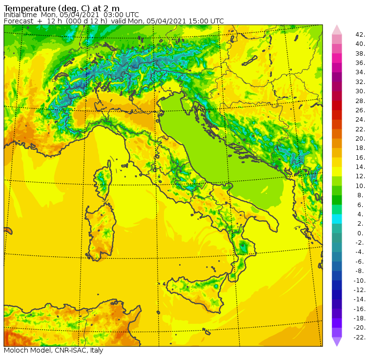 temperature massime oggi