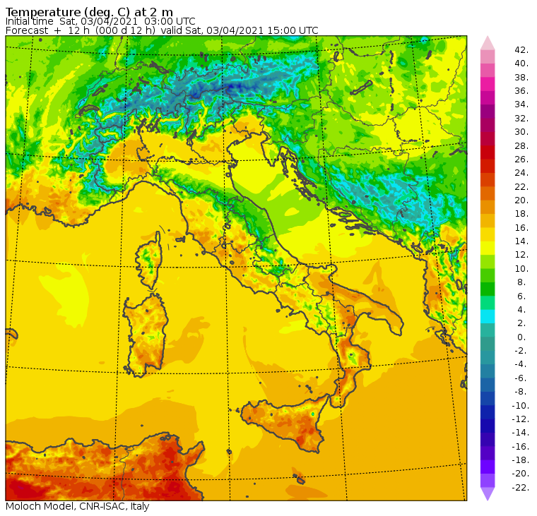 temperature massime oggi