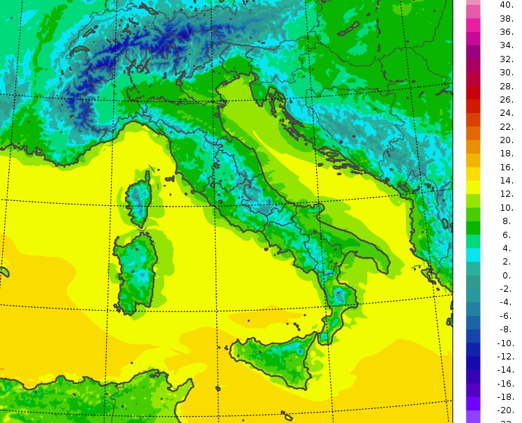 temperature minime italia oggi