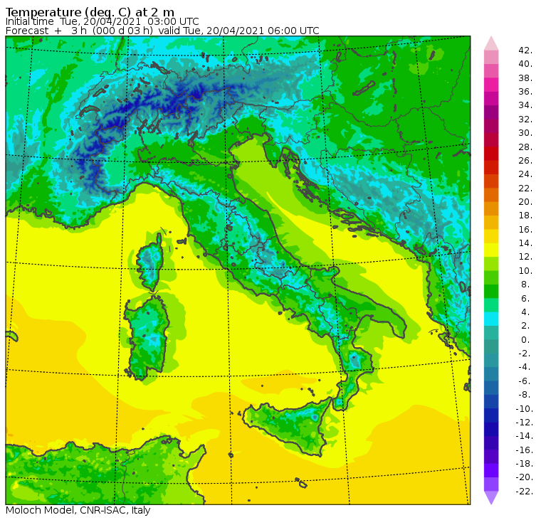 temperature minime italia oggi