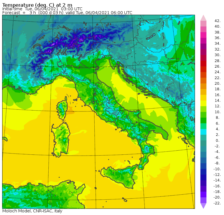 temperature minime italia oggi