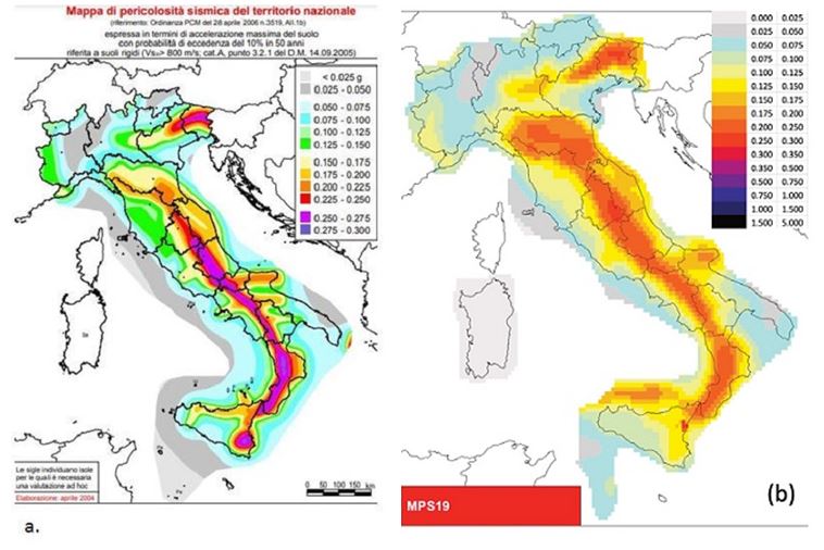 mappe pericolosità sismica italia mps04 mps19