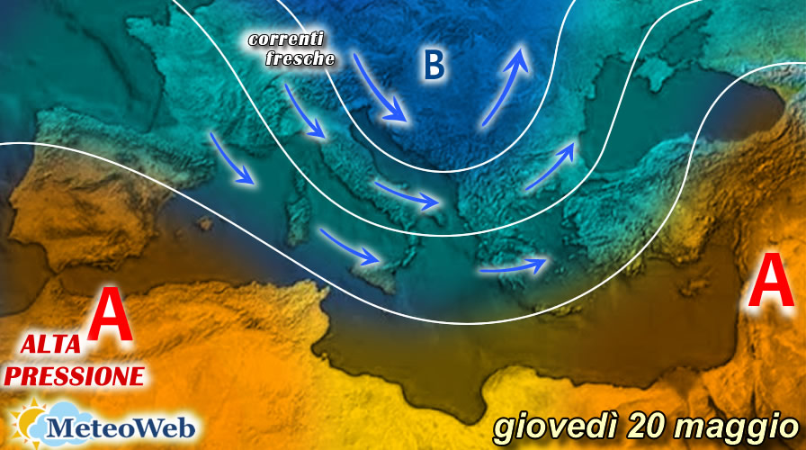 previsioni meteo giovedì 20 maggio