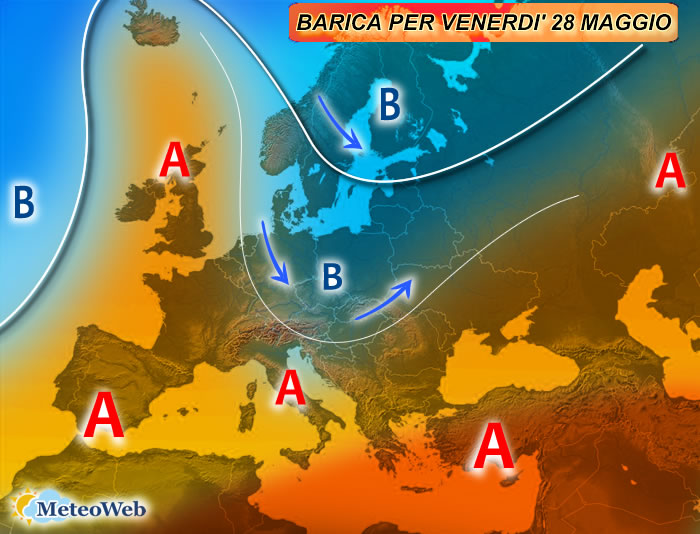 previsioni meteo per venerdì 28 maggio