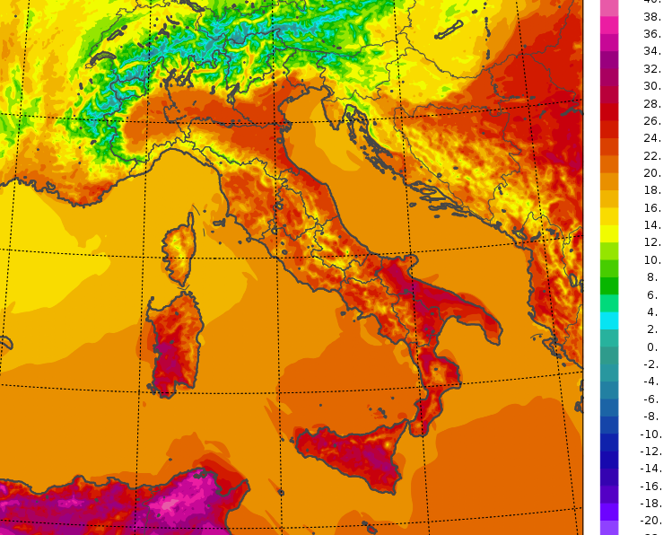 temperature massime italia oggi