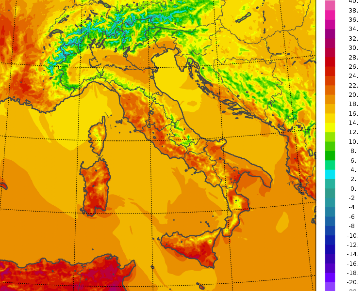 temperature massime italia oggi