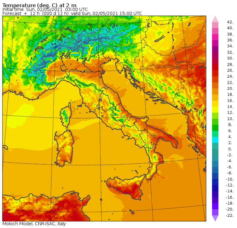 temperature massime oggi