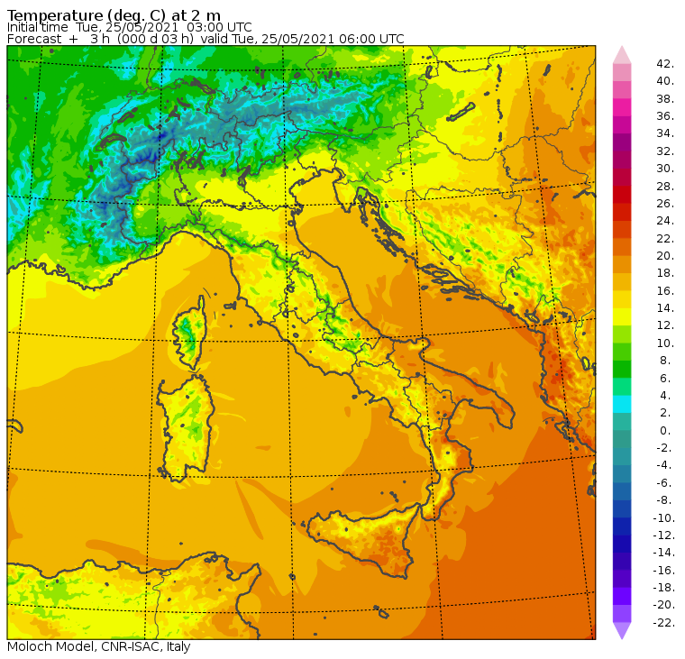 temperature minime italia oggi