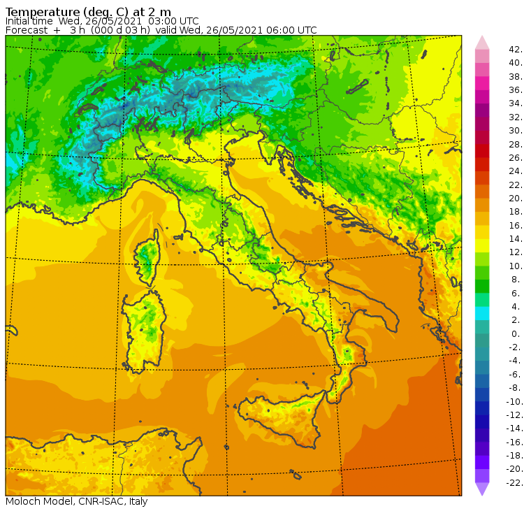 temperature minime italia oggi