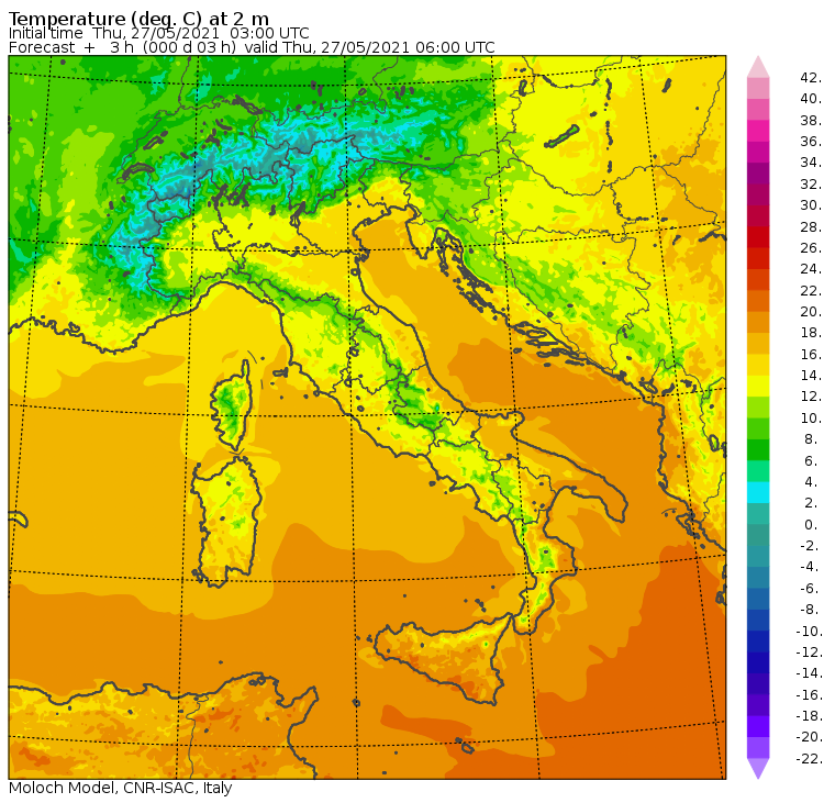 temperature minime italia oggi