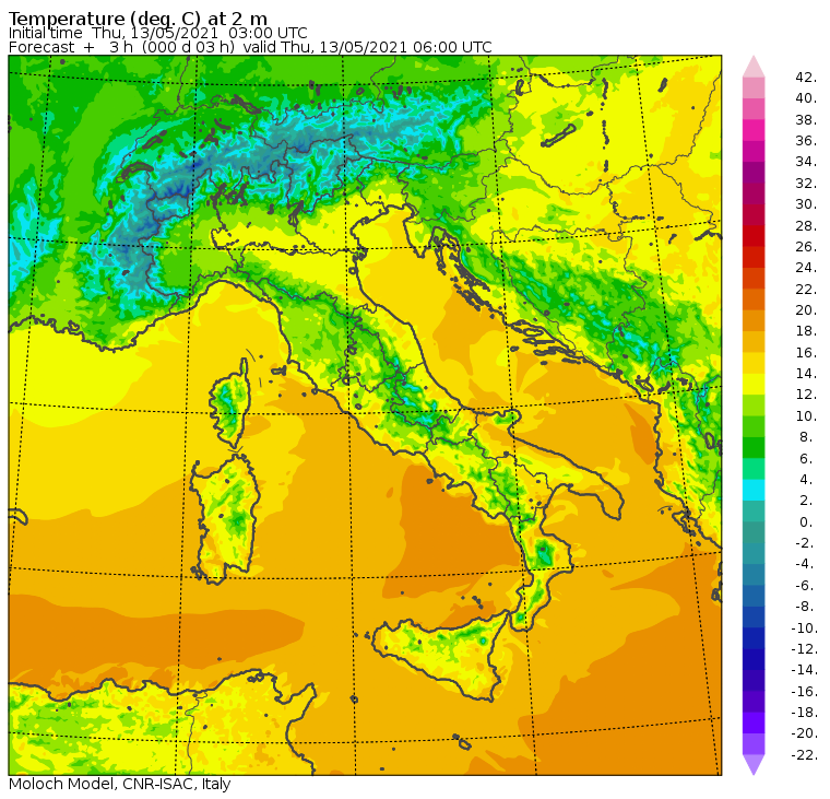 temperature minime italia oggi