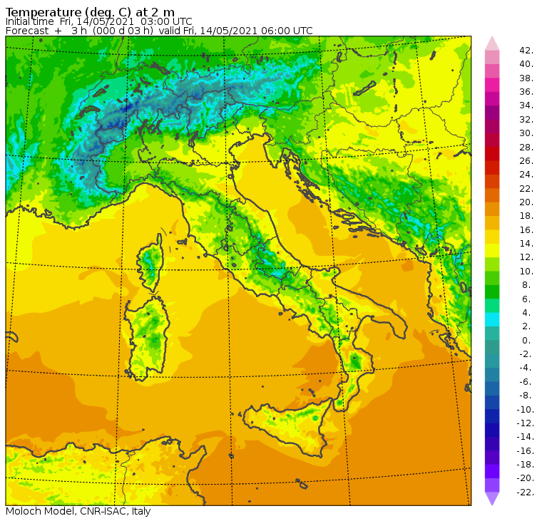 temperature minime italia oggi