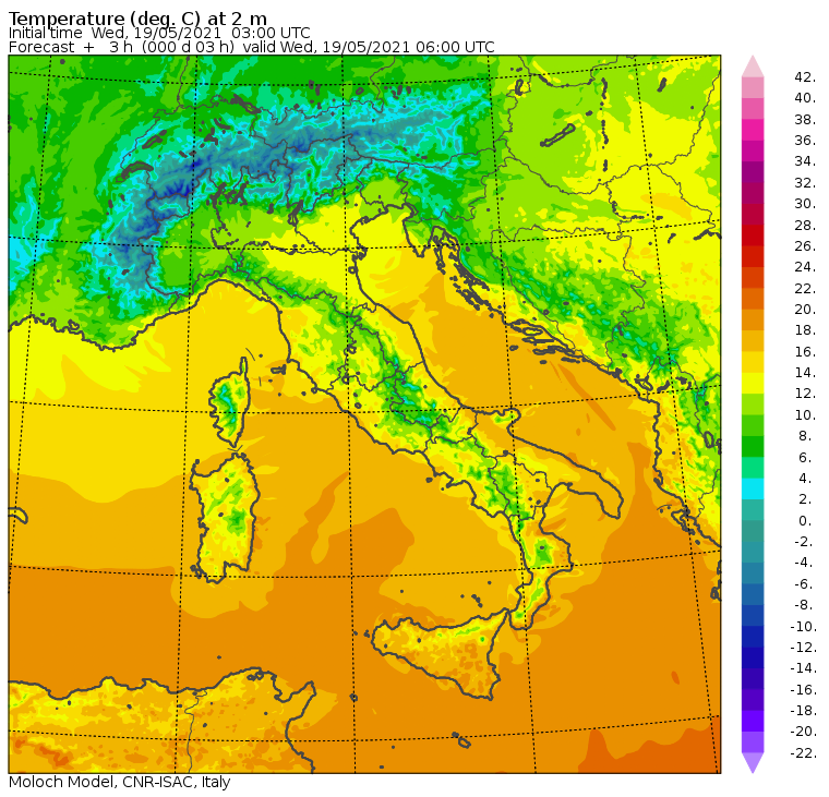 temperature minime italia oggi