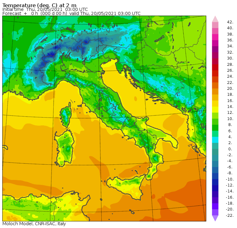 temperature minime italia oggi
