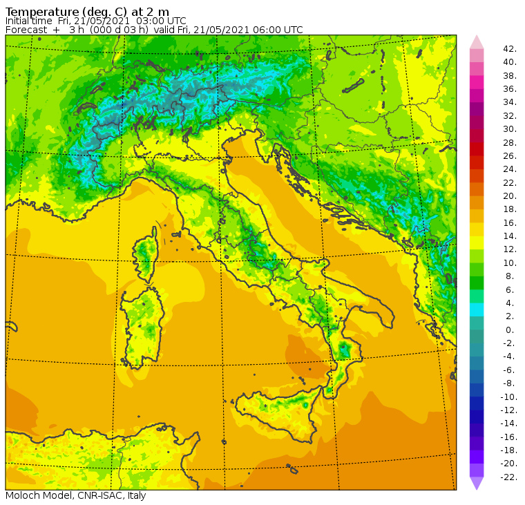 temperature minime italia oggi