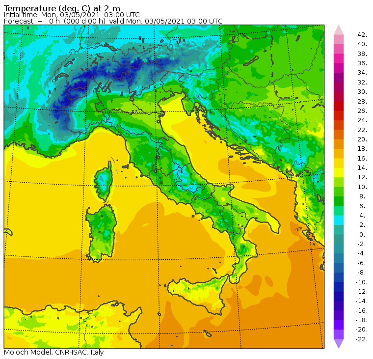 temperature minime italia oggi