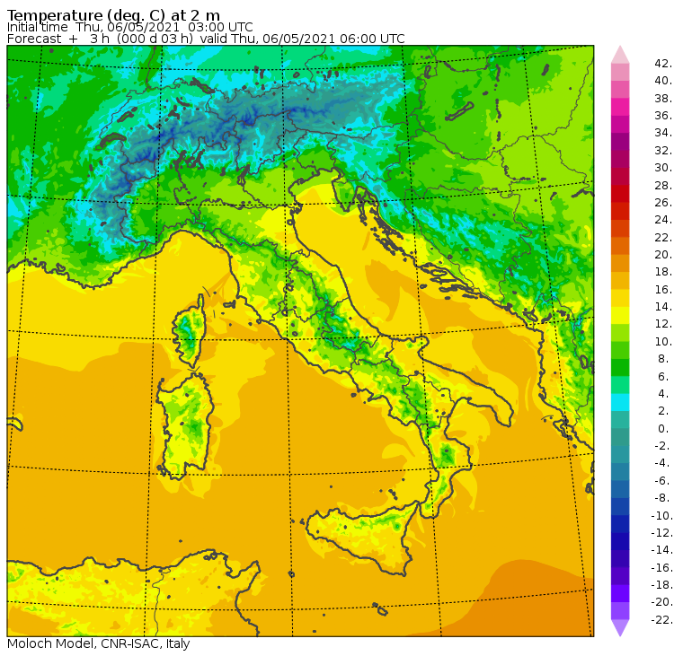temperature minime italia oggi