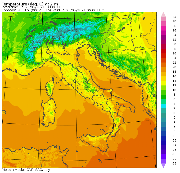 temperature minime italia oggi