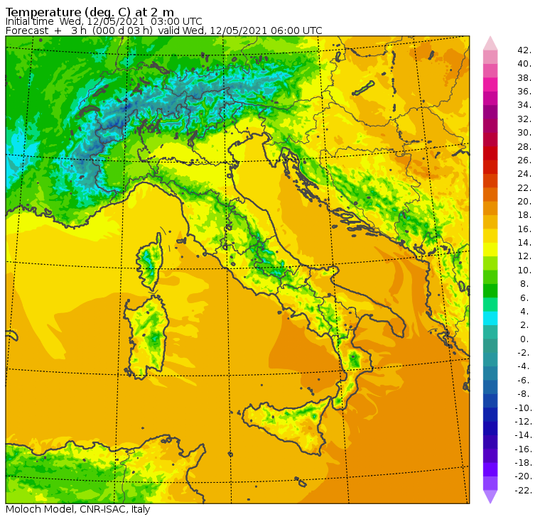 temperature minime italia oggi