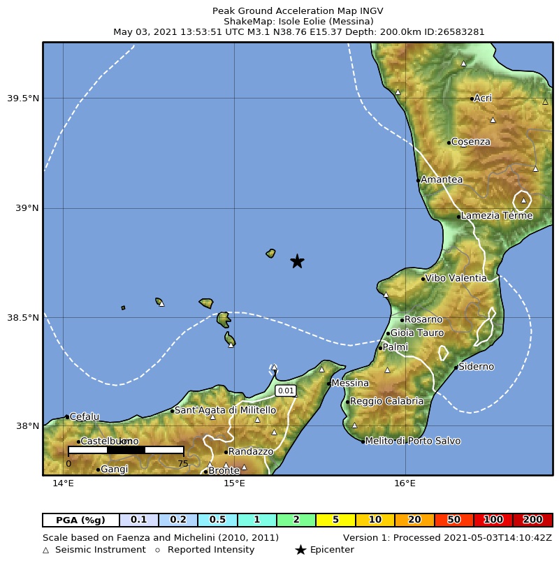 terremoto isole eolie 3 maggio