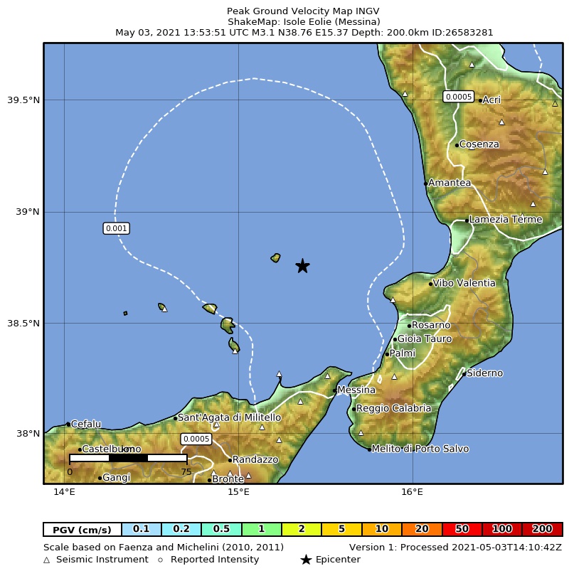 terremoto isole eolie 3 maggio