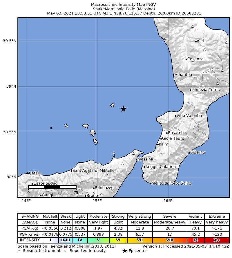 terremoto isole eolie 3 maggio