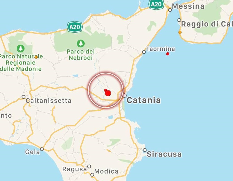 terremoto oggi sicilia catania etna