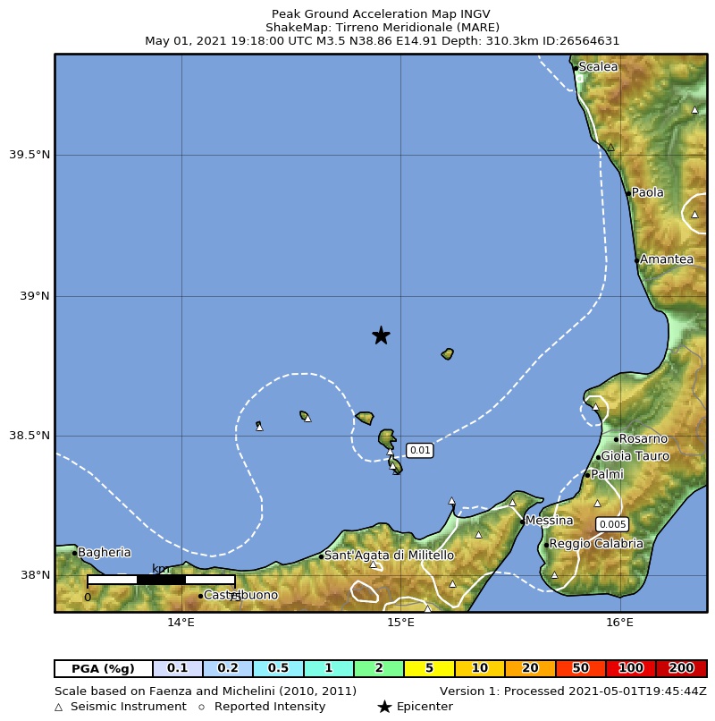 terremoto tirreno 1 maggio
