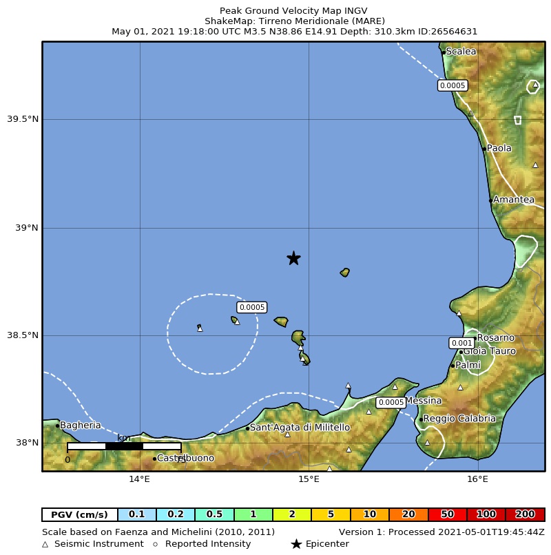 terremoto tirreno 1 maggio