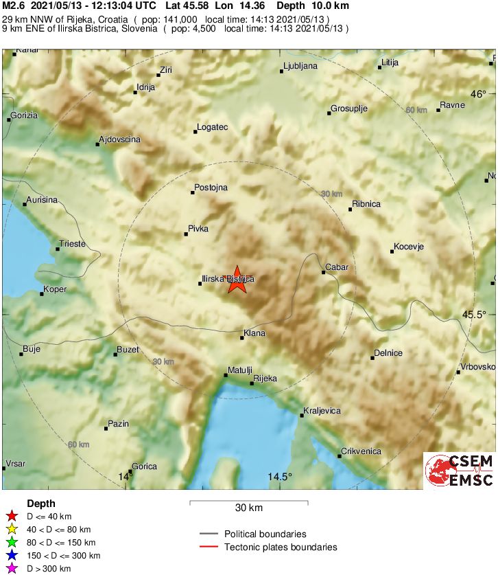 terremoto trieste slovenia oggi