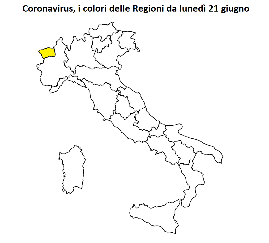 colori regioni lunedì 21 giugno