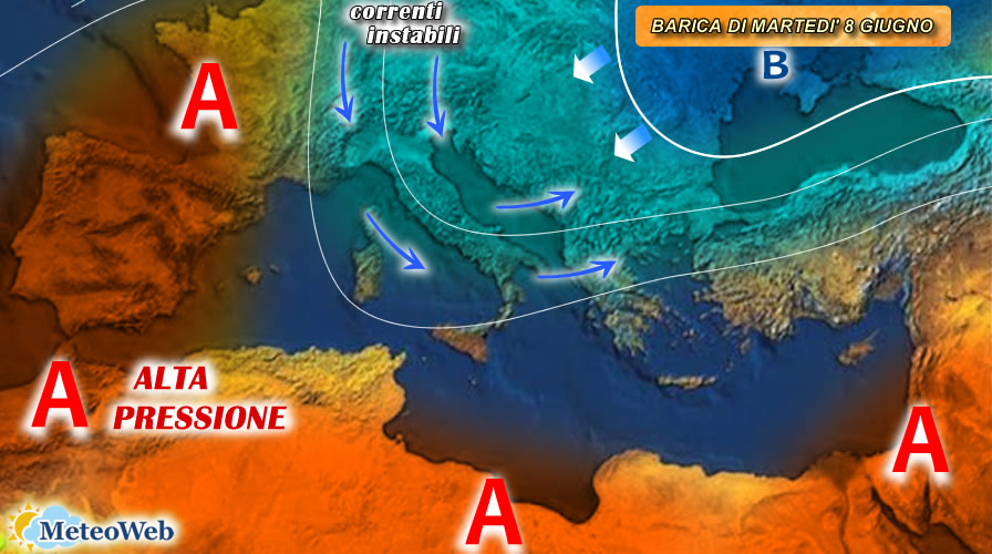 previsioni meteo 8 giugno