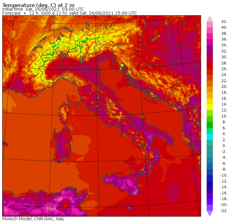 temperature massime italia oggi