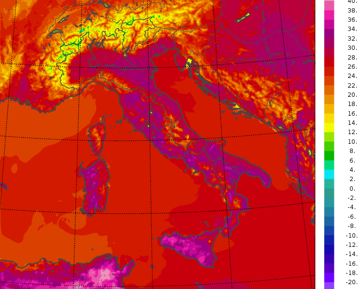 temperature massime italia oggi