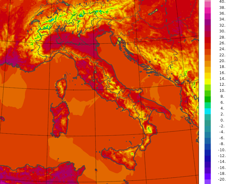 temperature massime italia oggi