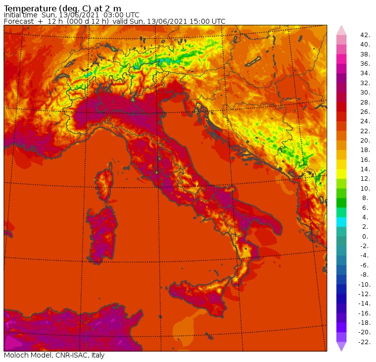 temperature massime oggi italia
