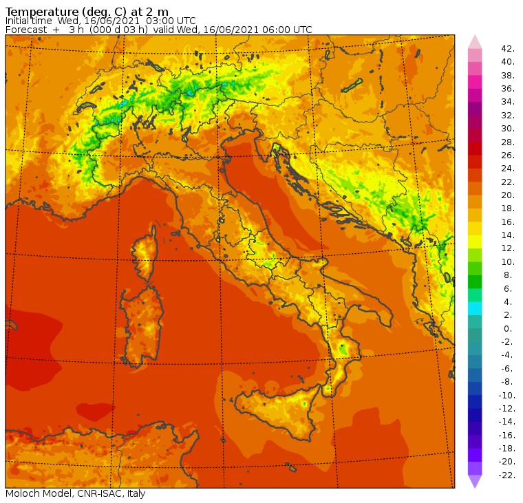 temperature minime italia oggi