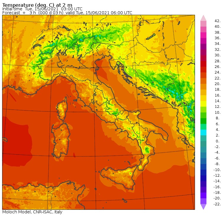 temperature minime italia oggi