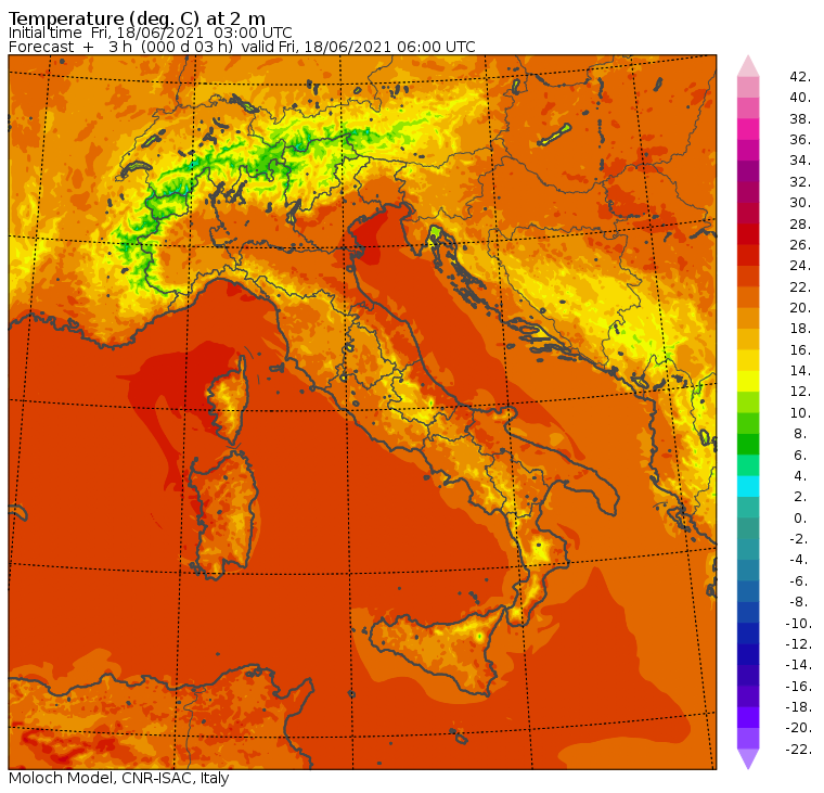 temperature minime italia oggi