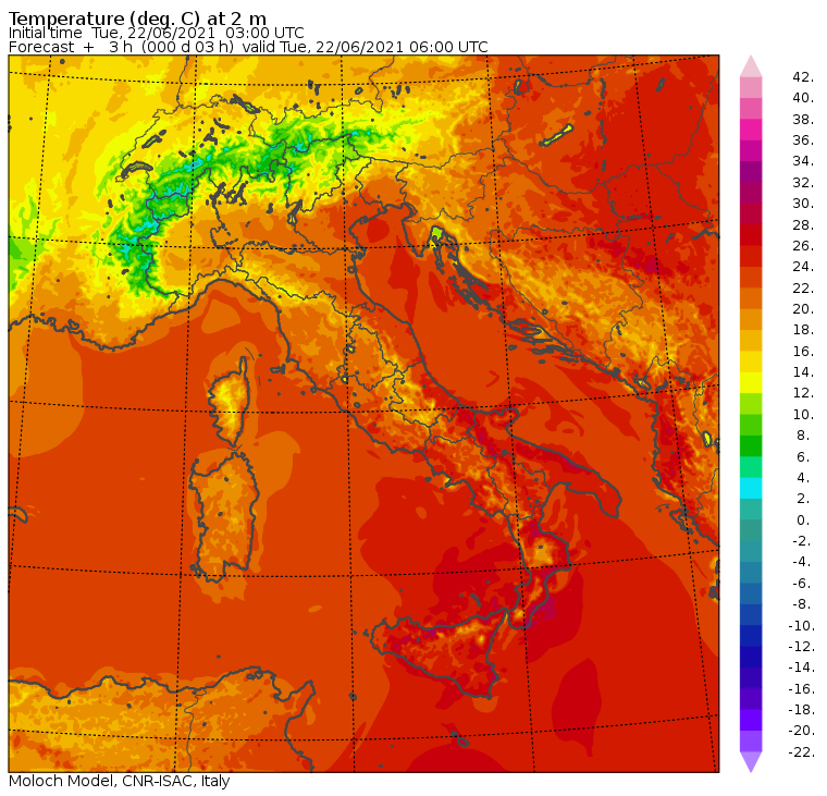 temperature minime italia oggi