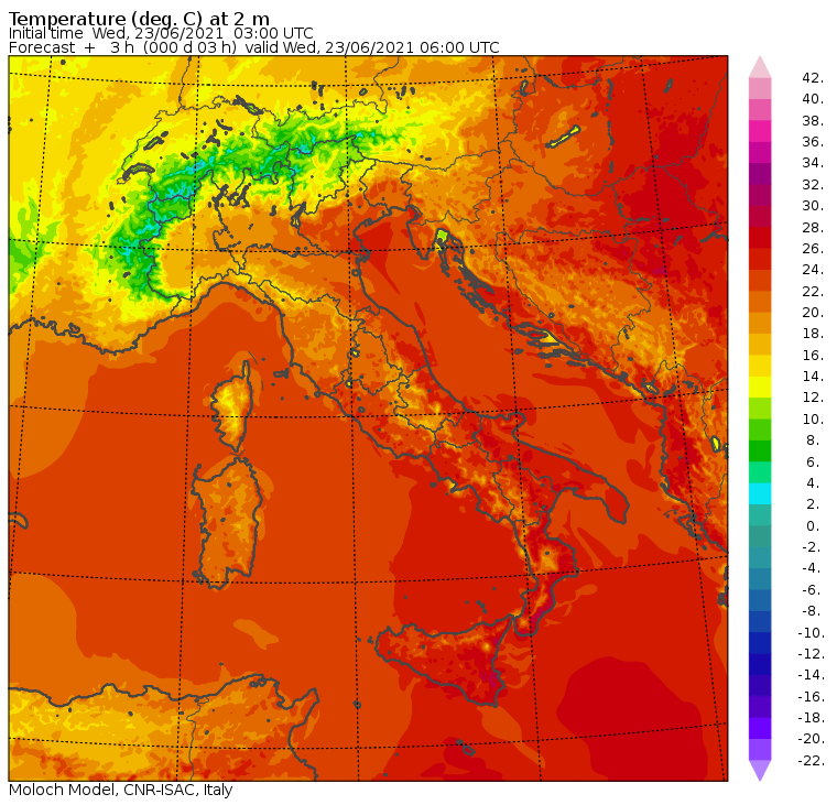 temperature minime italia oggi