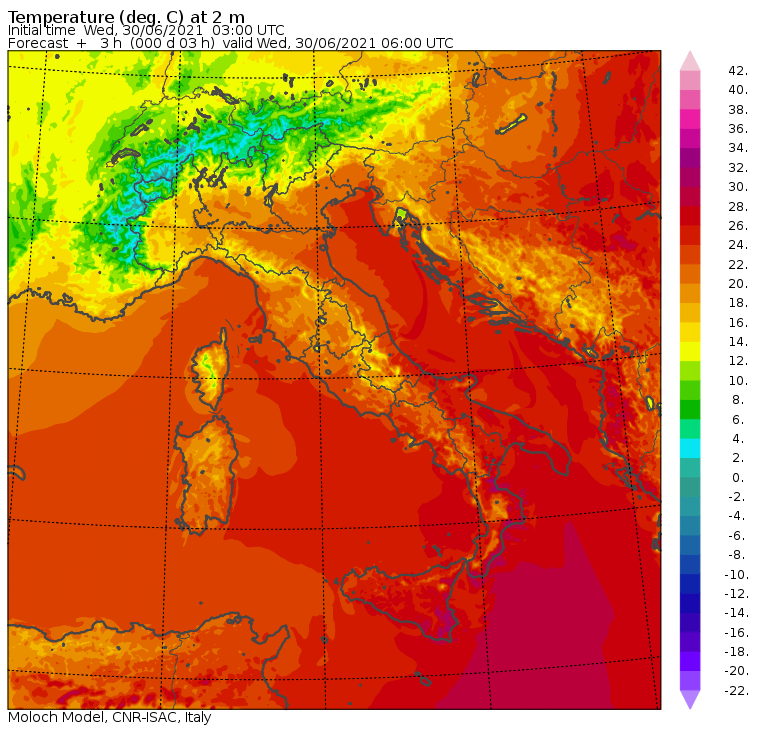 temperature minime italia oggi