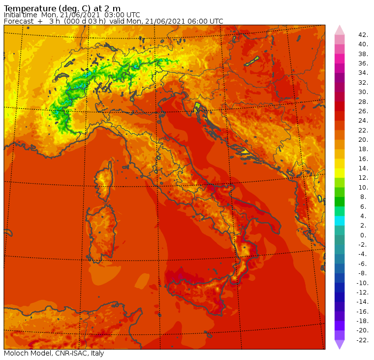 temperature minime italia oggi