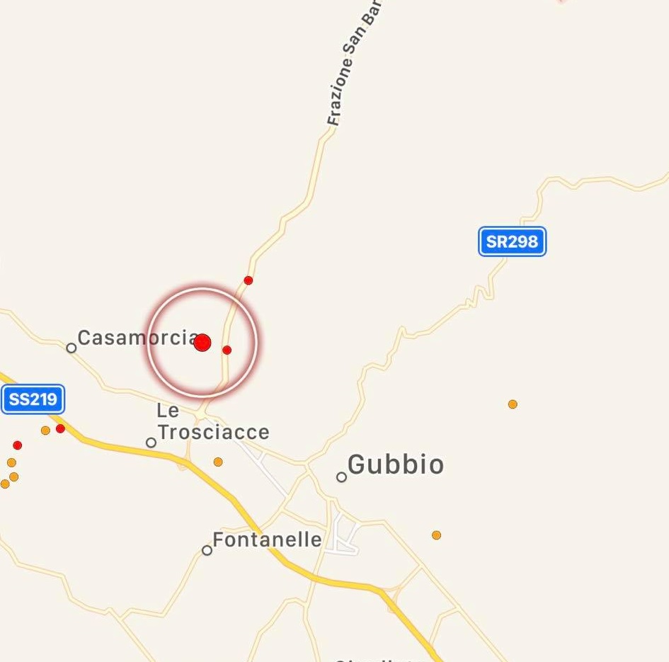 terremoto oggi gubbio