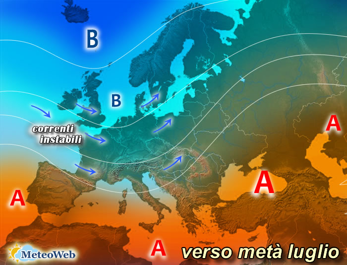 previsioni meteo verso metà luglio