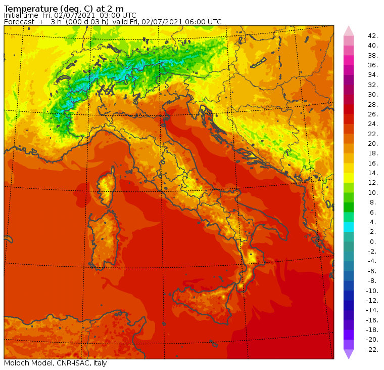 temperature minime italia oggi