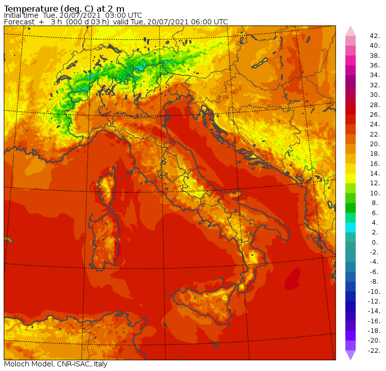 temperature minime italia oggi