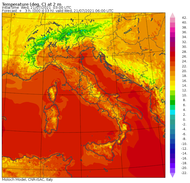 temperature minime italia oggi