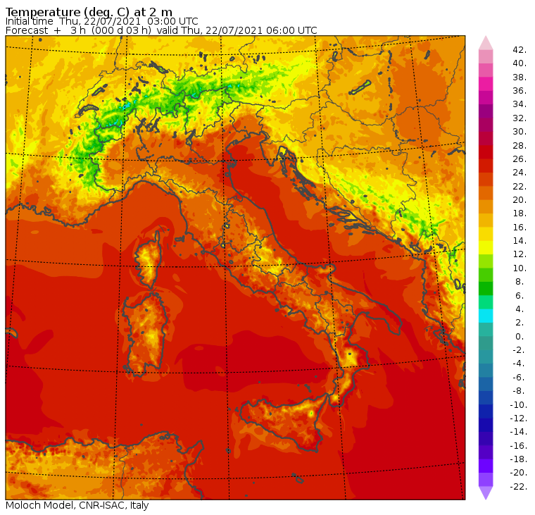 temperature minime italia oggi