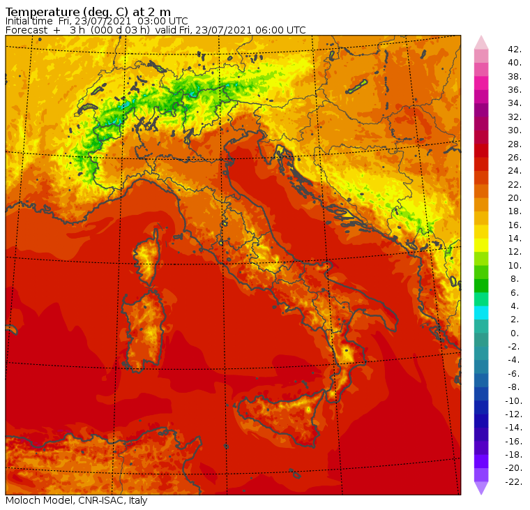 temperature minime italia oggi